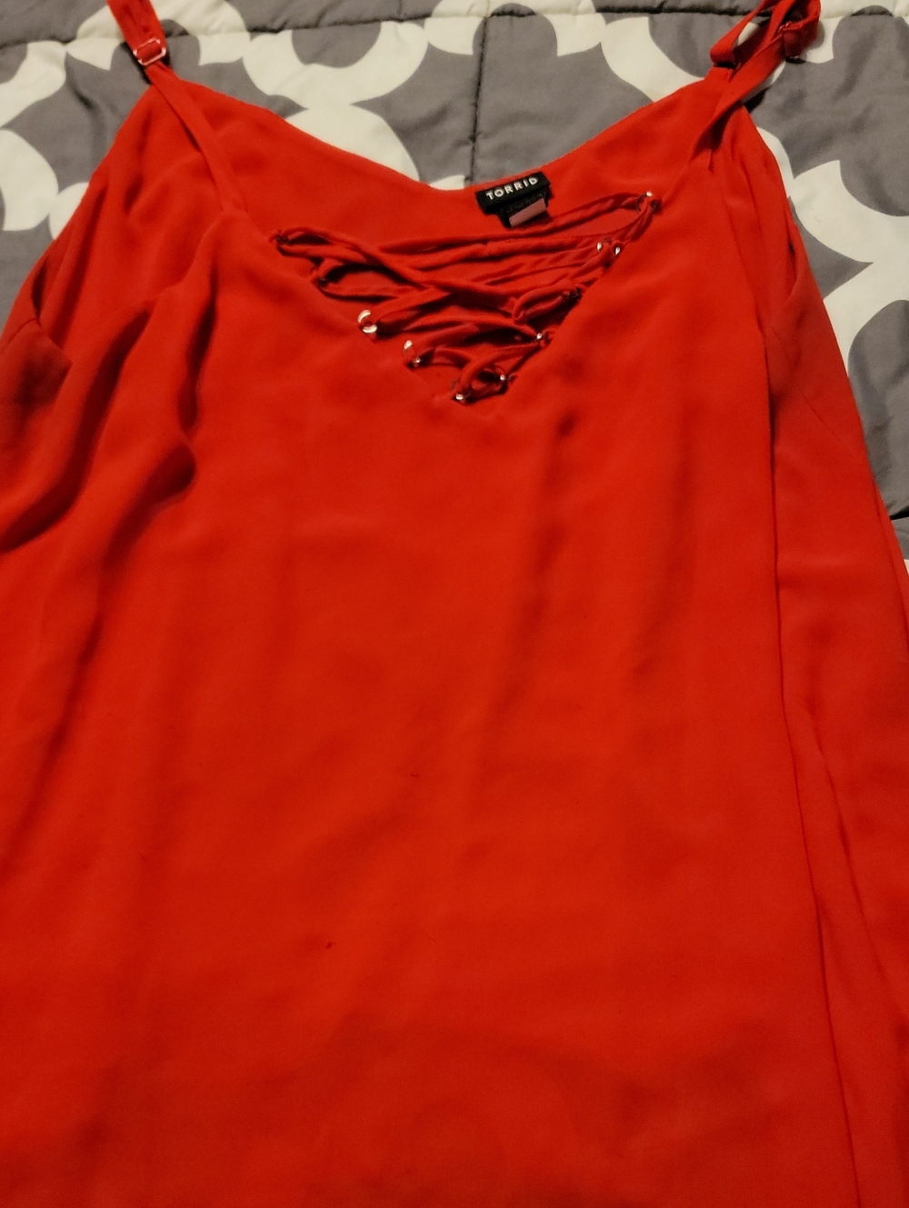 Torrid Size 2 Red Lace-Up Spaghetti Strap Camisole PLUS SIZE